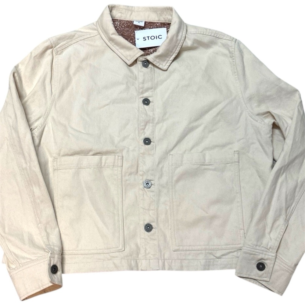 Stoic‎ Denim Chore Coat Womens XL Beige Speckled Barn Cottage Country New